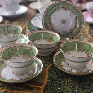 Taza de porcelana Grosvenor &quot;Ye Old English&quot; vintage - Jackson & Gosling, Longton, Inglaterra (décadas de 1920 y 1930)