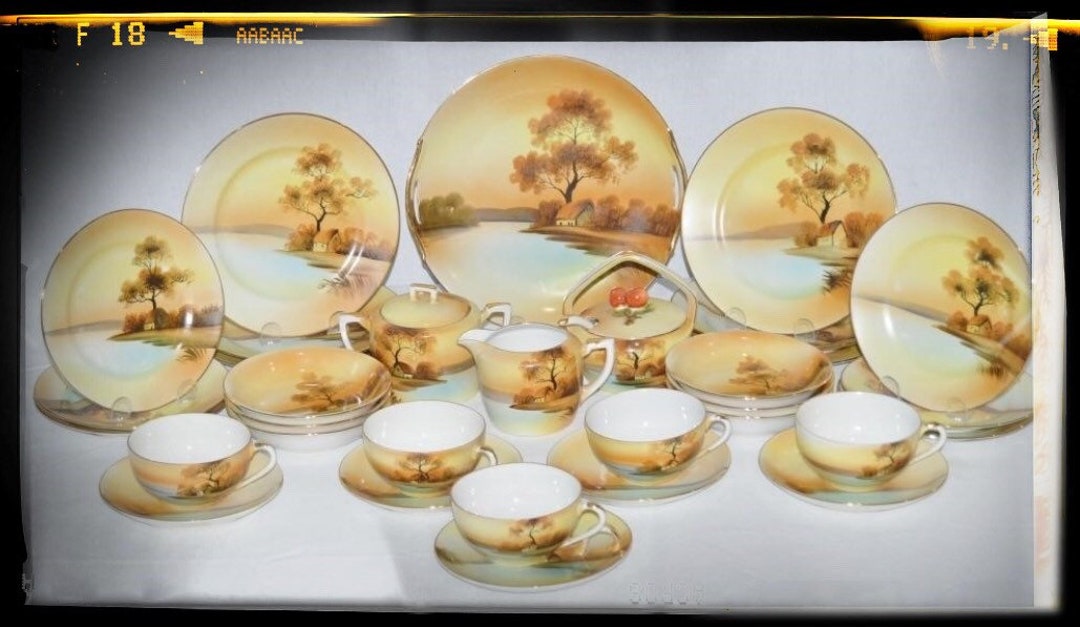 1920-1950 Antique/vintage Noritake House by the Lake Scenery