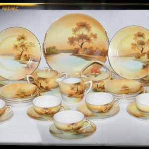 1920-1950 Antique/vintage Noritake House by the Lake Scenery