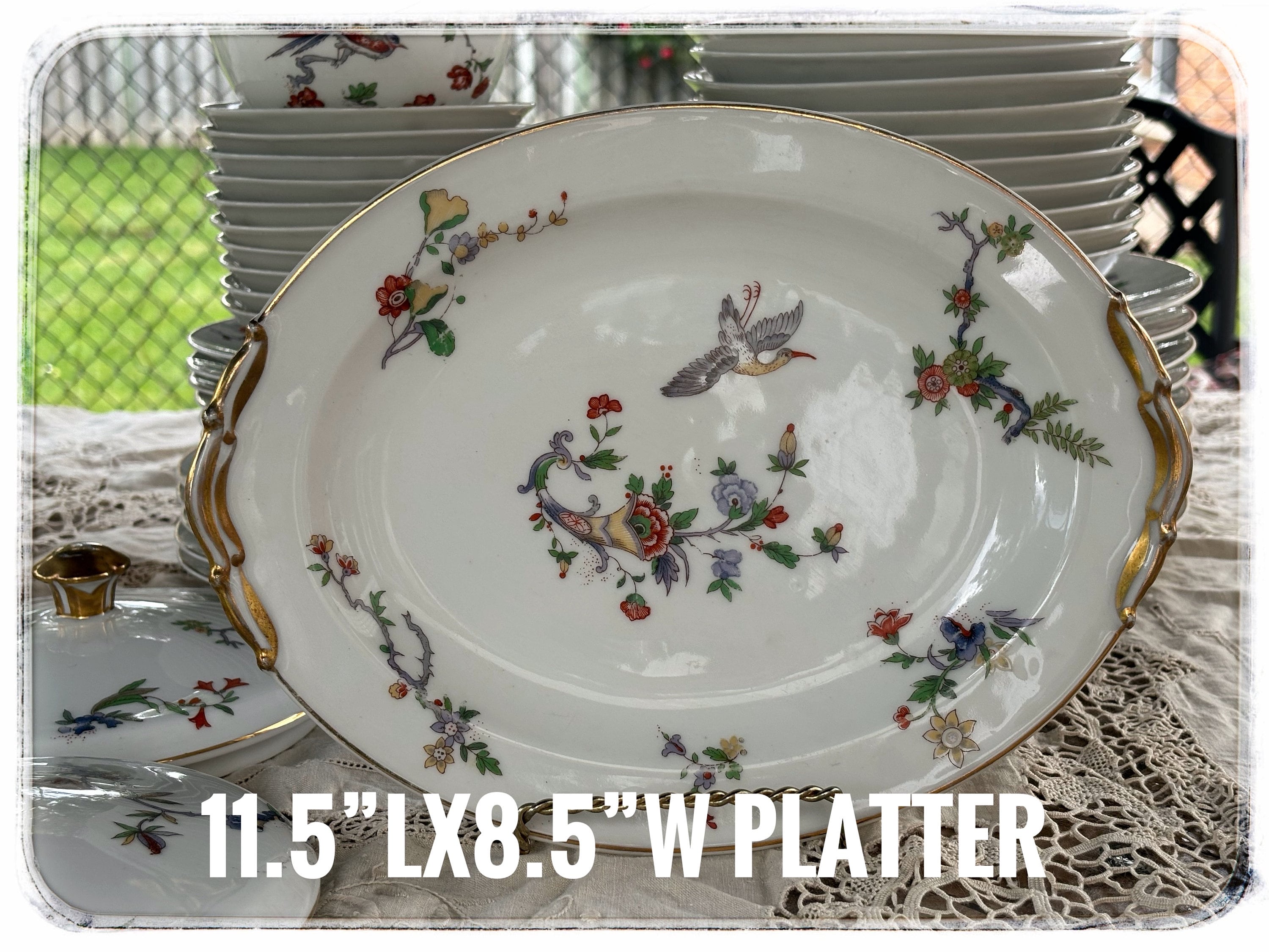 L.ベルナルド社製リモージュ「中国の鳥」模様皿。ヴィンテージ