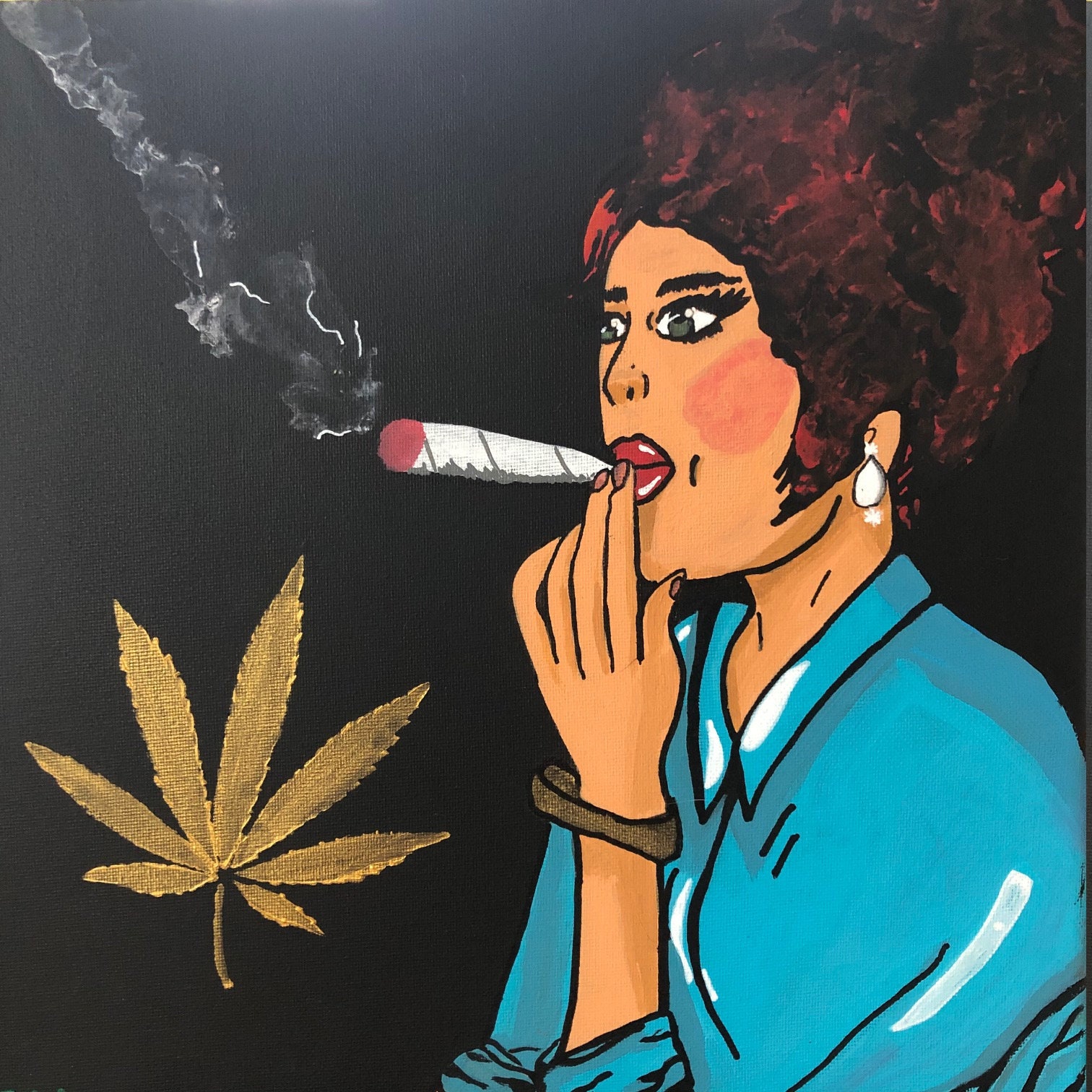 Original Painting Colourful Pop Art Weed Smoking Diva Acrylic - Etsy Australia Original Painting Colourful Pop Art Weed Smoking Diva Acrylic - Etsy Australia