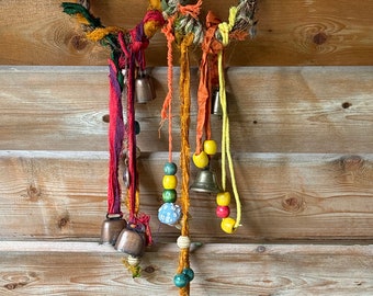 Handmade Witch Bells: Boho Home Protection Decor, Brass Bells (Set of Two)