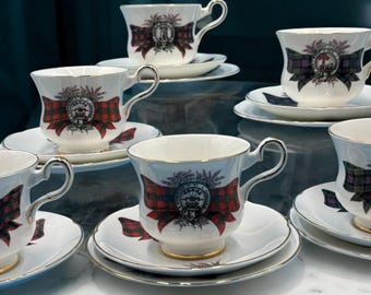 Royal Grafton Tartan Teacup Trio: Fine Bone China Scottish Clan Collection