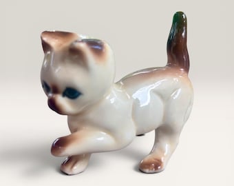 ヴィンテージ猫の置物 カントリーアーティスト シャム猫 7インチ 樹脂