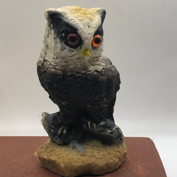 Owl Figurine Sand Sculpted.  Small Statue.  Figurine. Bird of Prey.