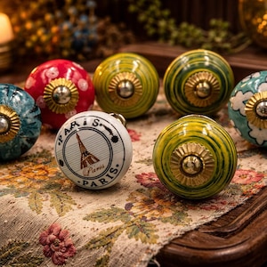 7 Shabby Chic Ceramic Drawer Knobs: Colorful Furniture Hardware