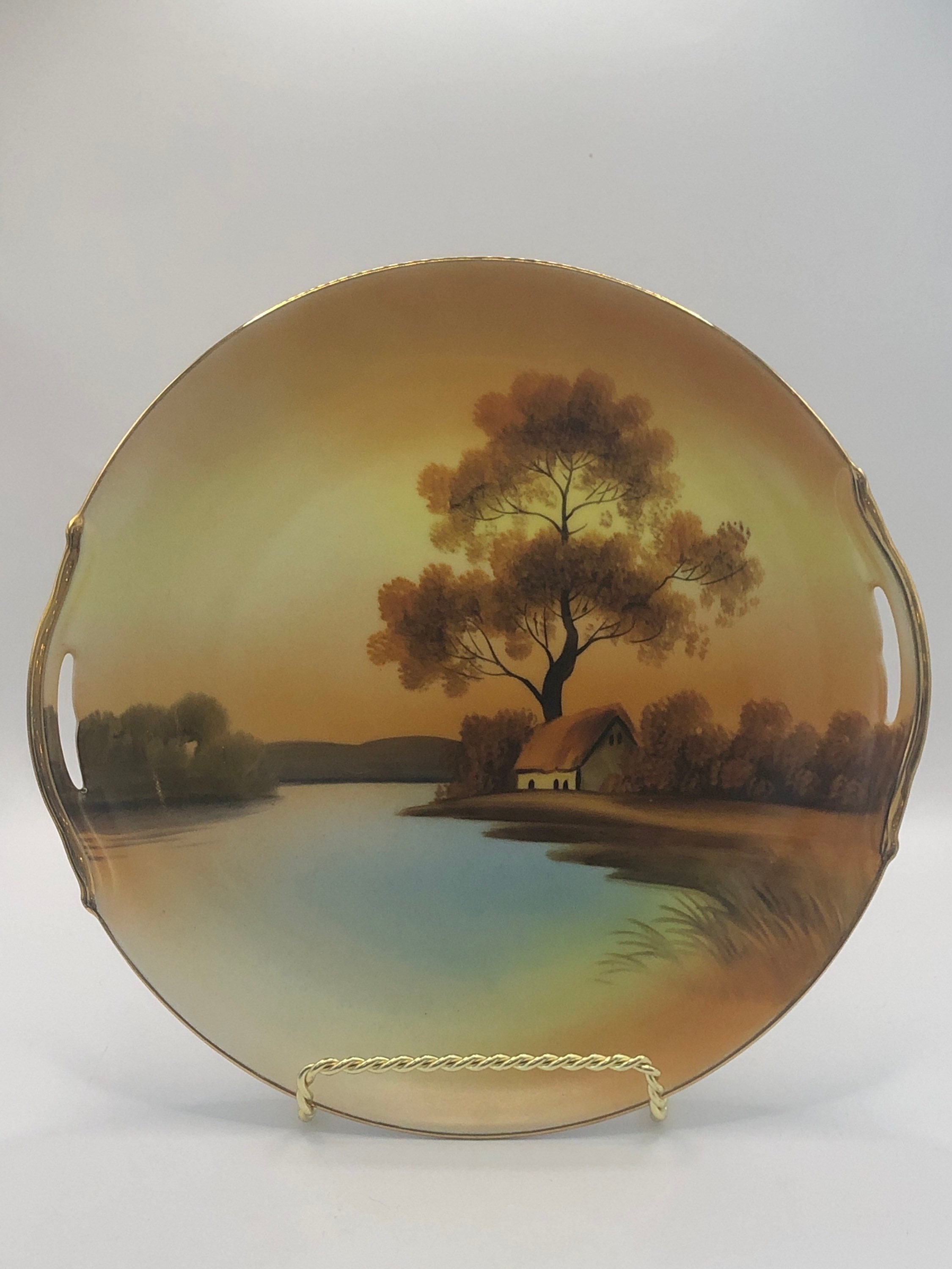 1920-1950 Antique/vintage Noritake House by the Lake Scenery