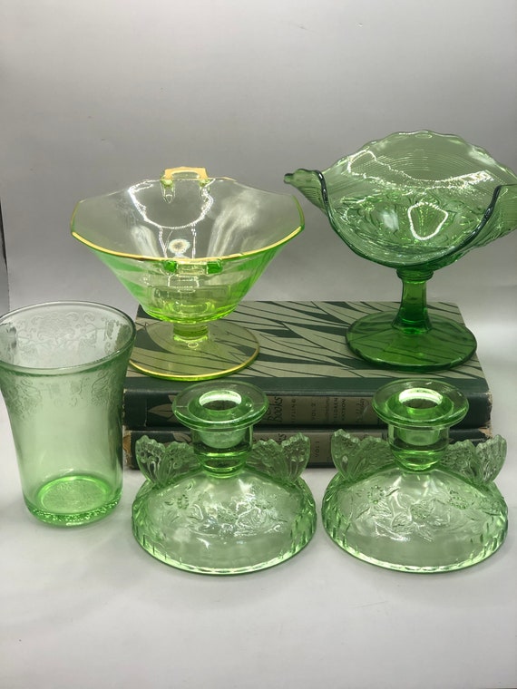 1930c Hazel Atlas Green Depression Glass Pieces Sold Separately