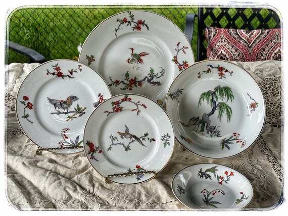 BERNARDAUD LIMOGES 花柄皿 ハンドル付き L. ベルナルド＆カンパニー