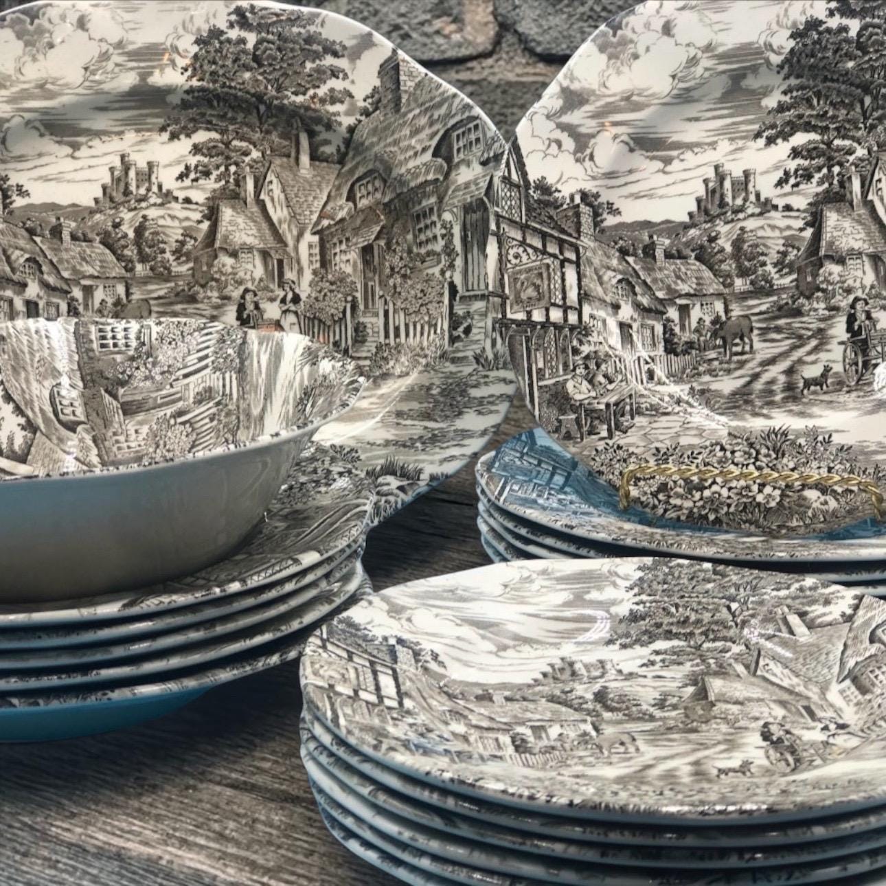 Enoch Wedgwood “old English Village” Plates & Bowls | Vintage