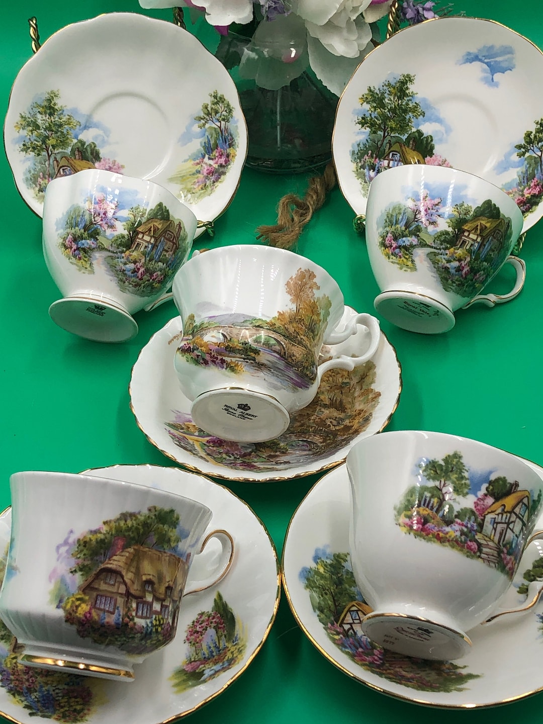 10 Pc Collection Cottage Themed Teacup Package for Bulk Purchasing