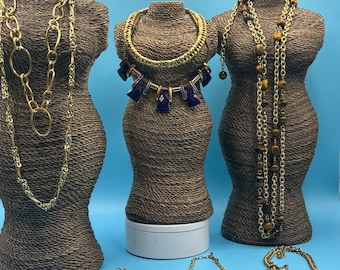 Lot of 8 Gold-Tone Chain Necklaces ‒ Layering Chains • Bulk Jewelry Supply • Office-to-Casual Accessory • Gift-Ready