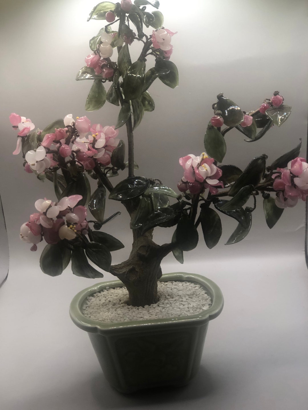 Bonsai Tree money Tree W/jade Leaves and Cherry Blossoms. Etsy