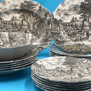 Enoch Wedgewood (Tunstall) Ltd. “Old English Village”.  A Genuine Hand Engraving Decorated Underglaze.