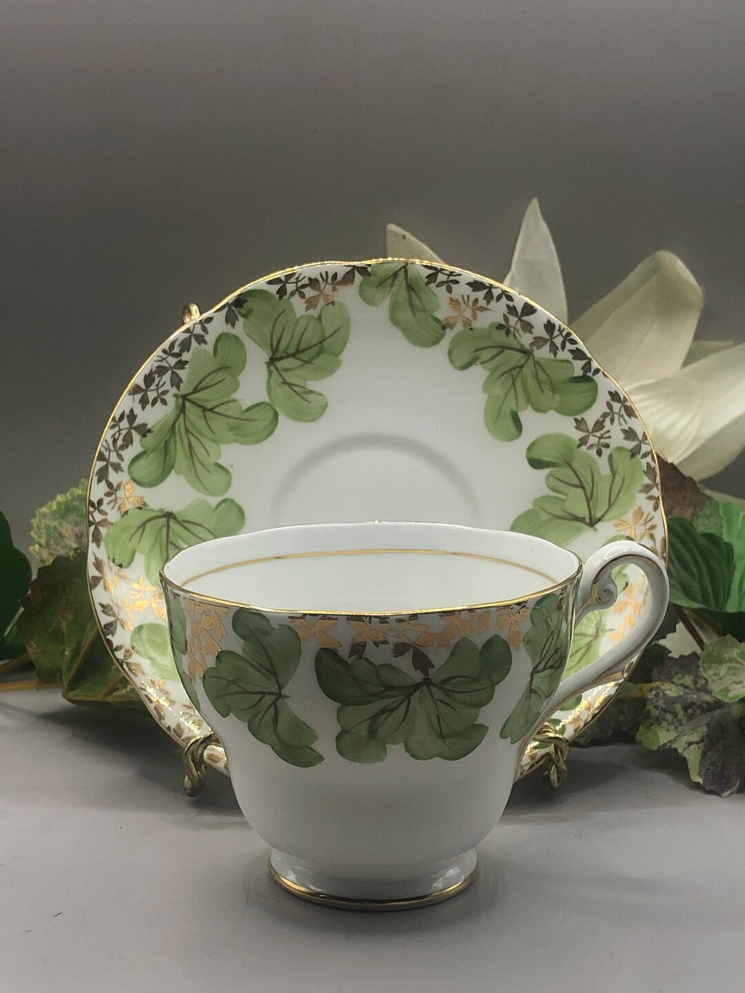 Teacup in Silver and Lime Green Circles main image 1