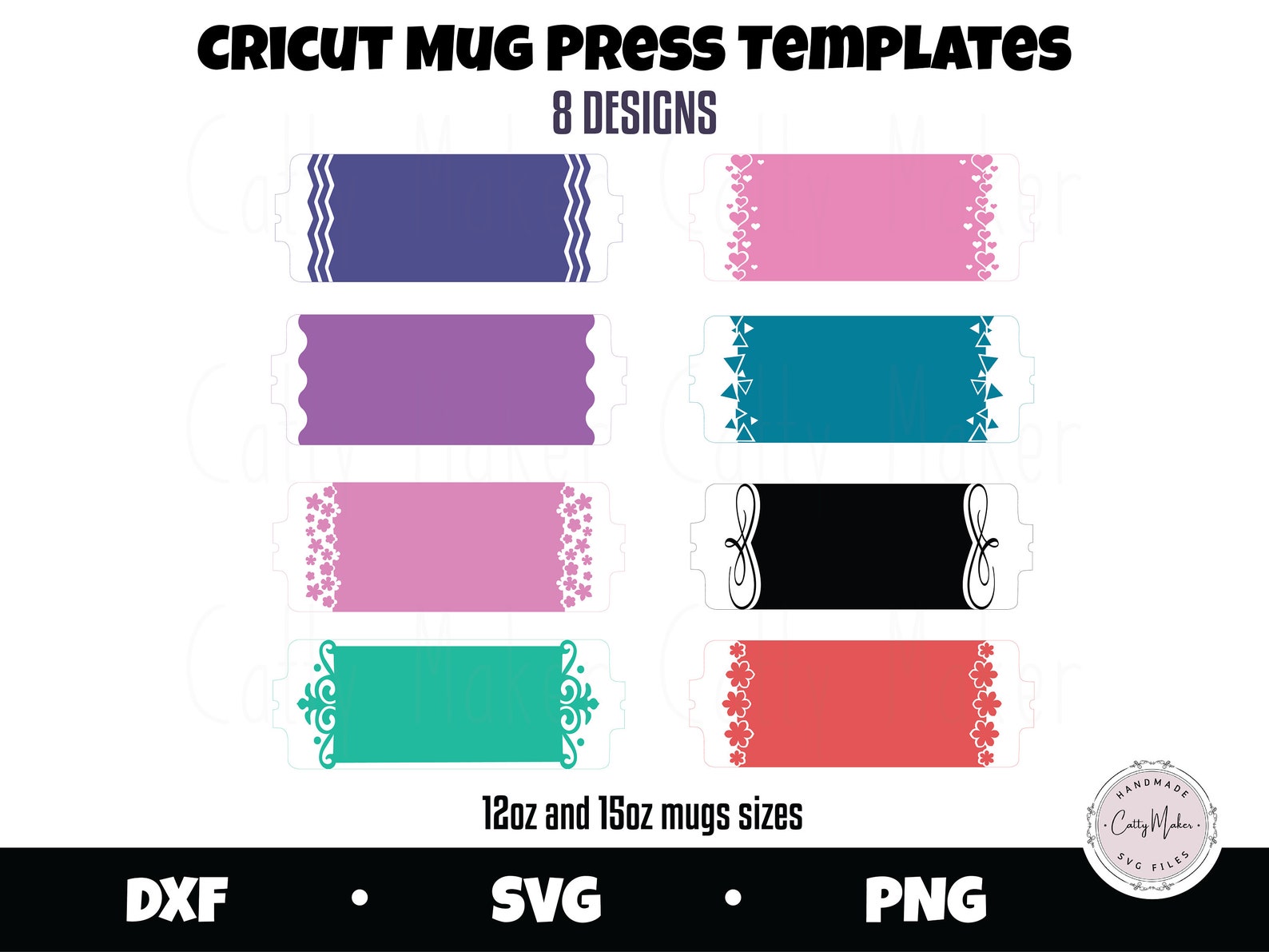 Download 8 Cricut Mug Press SVG wraps Digital Download 12oz and 15oz | Etsy