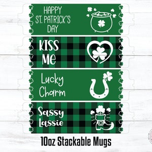 St. Patrick's Day Stackable Mug SVG, 10oz Shamrock Design (Digital Download) image 2