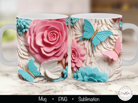 3D Flower Mug Wrap Sublimation