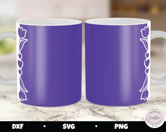 Flower mug press template, cricut mug press template, mug press svg border, heart mug press, mug press svg design, mug sublimation png