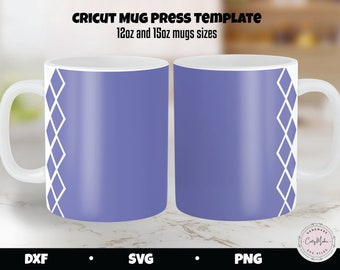 Diamond Edge Cricut Mug Press SVG Template, 12oz 15oz (Digital Download)