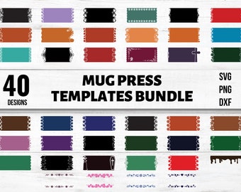 Cricut Mug Press SVG Wraps, 40 Border Templates (Digital Download)