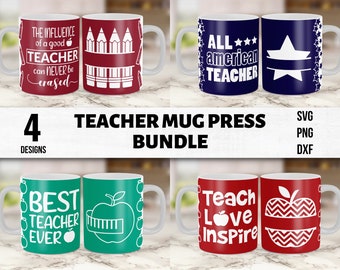Diseños para tazas de profesores, paquete de monogramas en formato SVG y PNG (descarga digital)