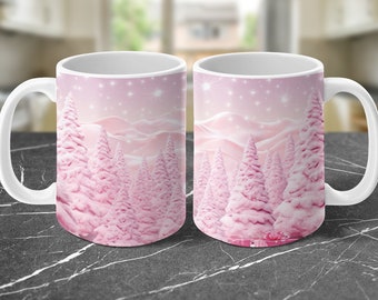 Rosa Weihnachtsbaum-Becher-Verpackungs-Sublimationsdesign (digitaler Download)