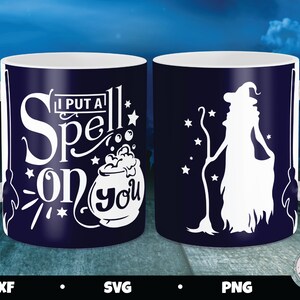 halloween mug press, Witch mug press, Cricut mug press svg, mug press svg design, infusible ink svg, sublimation png, put a spell on you svg image 1