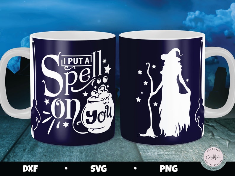 halloween mug press, Witch mug press, Cricut mug press svg, mug press svg design, infusible ink svg, sublimation png, put a spell on you svg image 1