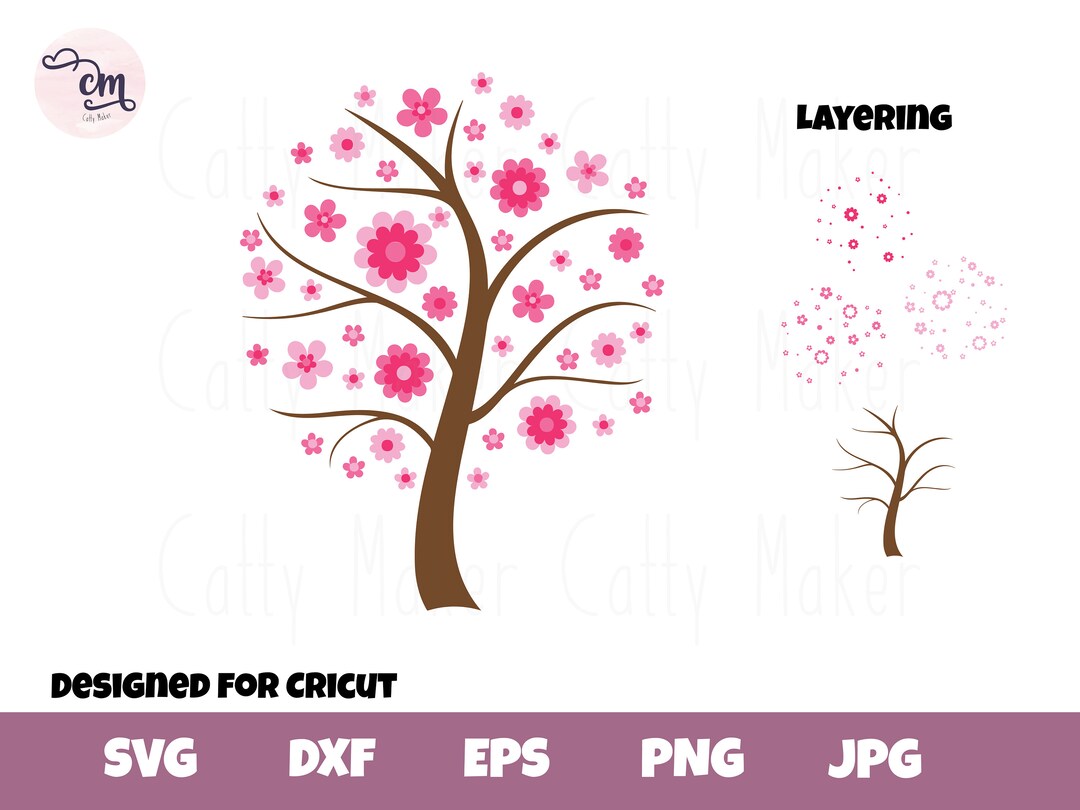 Spring Flower Tree SVG - Digital Download - Cricut Cut File - Blooming ...