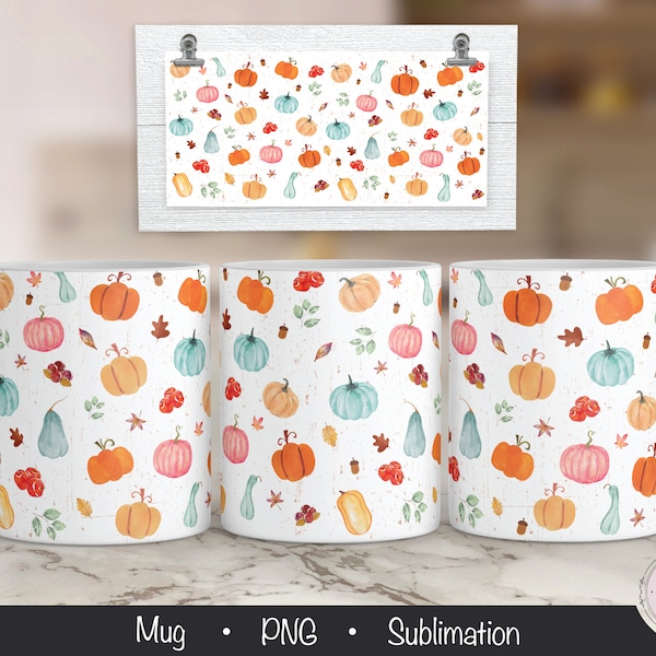 Pumpkin Sublimation, Fall Sublimation PNG, Autumn Sublimation, Mug Press Sublimation, 12oz mug sublimation, 15oz Mug Sublimation