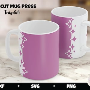 Coffee Mug SVG, Mug Press Design, Sparkles border template, Digital Download, Cricut Mug Press wrap
