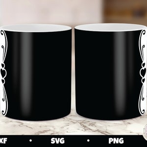 Cricut Mug Press SVG, Mug Press Template, Mug Border SVG, Calligraphy Border Mug, 15 oz mug template, 12 oz mug template