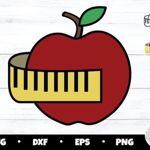 Apple Measuring Tape SVG, Teacher Appreciation PNG (Digital Download)