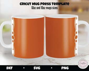 Pumpkin Leaves Border Mug SVG, Cricut Mug Press Design (Digital Download)
