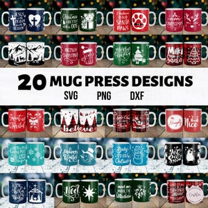 20 Christmas Mug Press Bundle, Mug Press SVG Design, 20 Holiday Mug Designs, Christmas Mug Press SVG, Mug Press Bundle, Mug Sublimation PNG