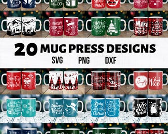 20 Christmas Mug Press Bundle, Mug Press SVG Design, 20 Holiday Mug Designs, Christmas Mug Press SVG, Mug Press Bundle, Mug Sublimation PNG