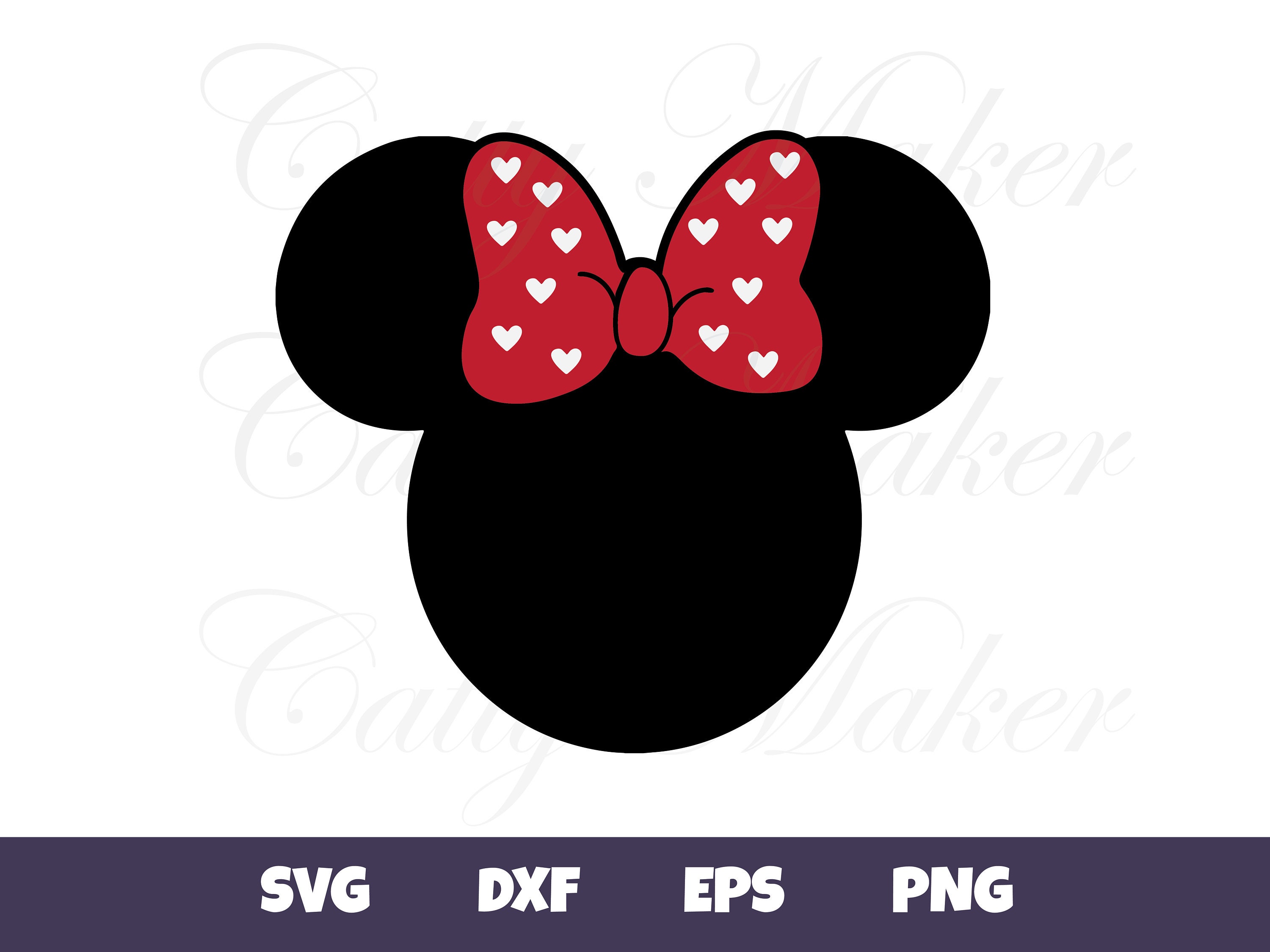 Minnie Mouse Ears SVG Digital Download Cute Bow with Hearts | Etsy