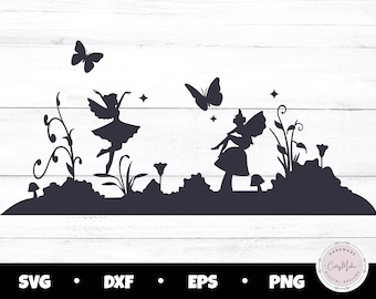 Fairy Garden SVG, Butterfly, Mushroom Silhouette (Digital Download)