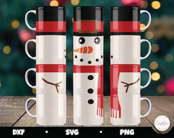 Snowman Stackable Mug SVG, Christmas Cricut Design (Digital Download)