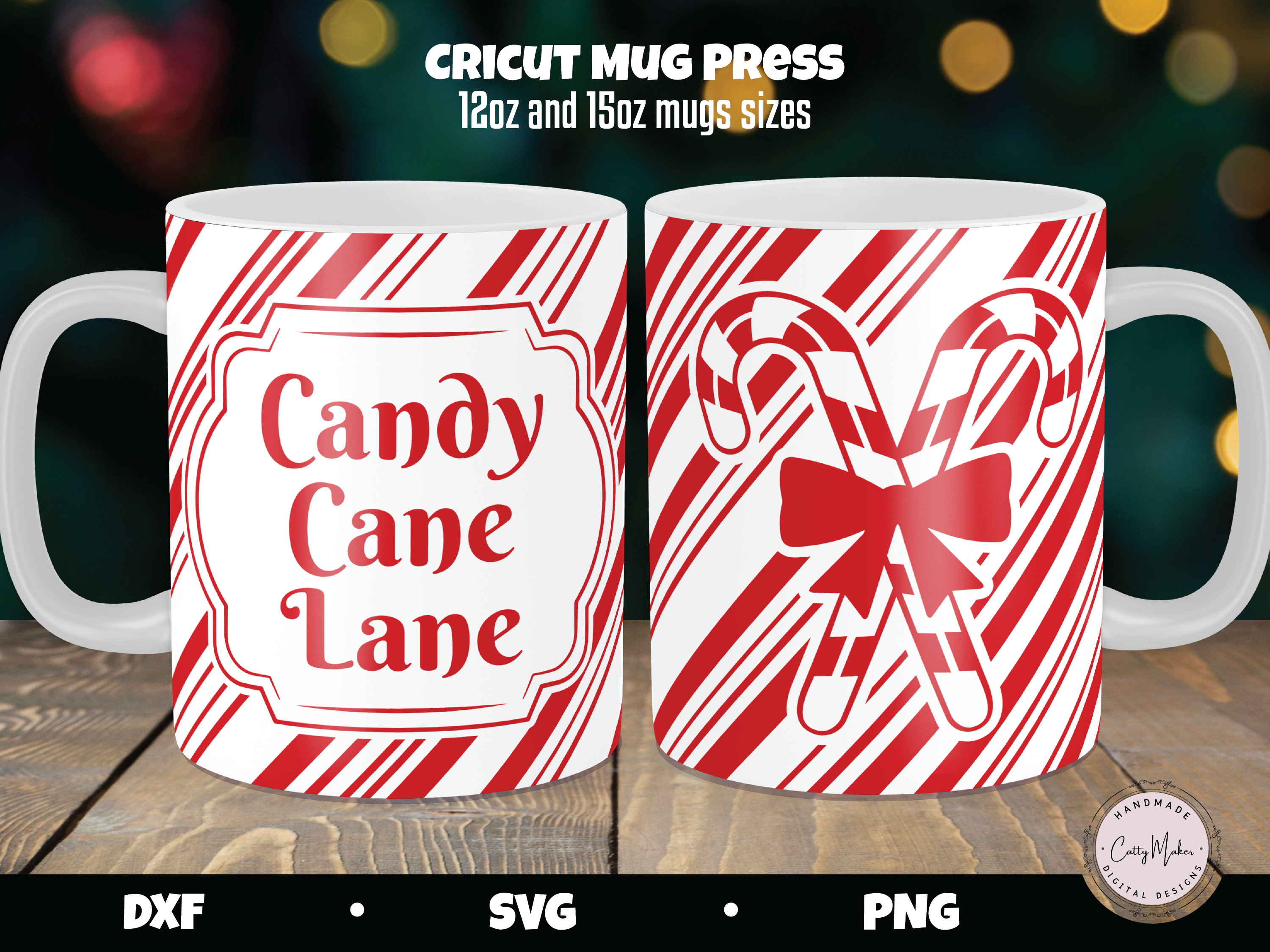 Christmas Mug Press, Candy Cane Mug SVG, Cricut Mug Press SVG, Mug Press  SVG Design, Holiday Mug, Mug Press Sublimation Png 