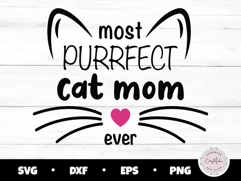 Cat Mom Mug Press SVG, Paws and Hearts Border (Digital Download) image 3