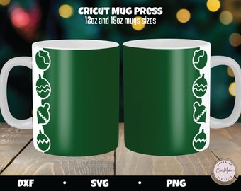 Bordo natalizio per tazza in formato SVG, modello per pressa per tazze Cricut (download digitale)