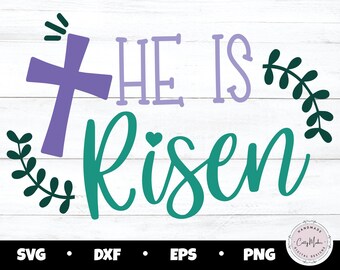 Han är uppstånden påsk SVG, Jesus kors vårdesign (digital nedladdning)