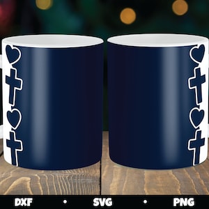 Christian Cross Heart Mug Press SVG Template (Digital Download)