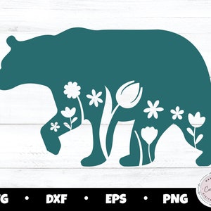 Bear svg, flower bear svg, bear png, mama bear png, bear dxf, bear eps