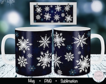 Snowflakes Mug PNG, holiday Sublimation, Mug Press png, mug sublimation png, christmas mug png, winter sublimation, 12oz mug png, 15oz mug