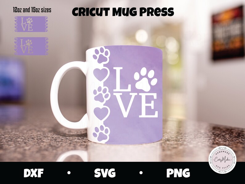 Download Cricut Mug Press SVG Hearts and Paws Dog Mom SVG Digital | Etsy