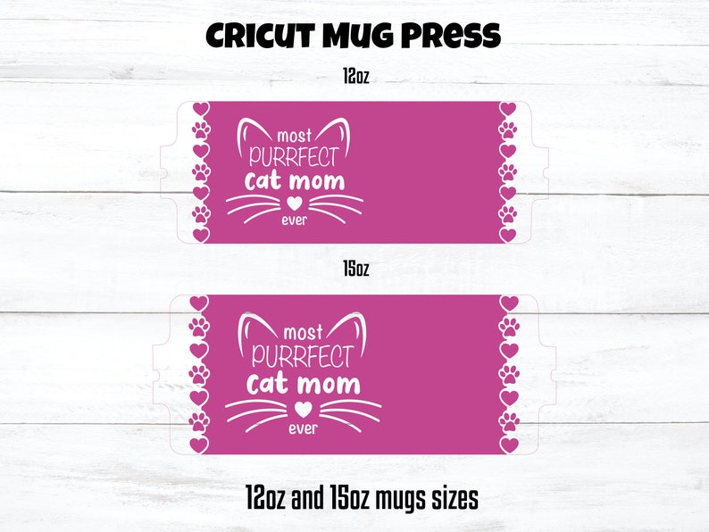 Cat Mom Mug Press SVG, Paws and Hearts Border (Digital Download) image 2
