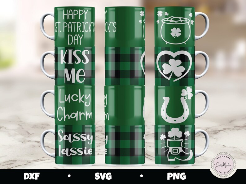 St. Patrick's Day Stackable Mug SVG, 10oz Shamrock Design (Digital Download) image 3